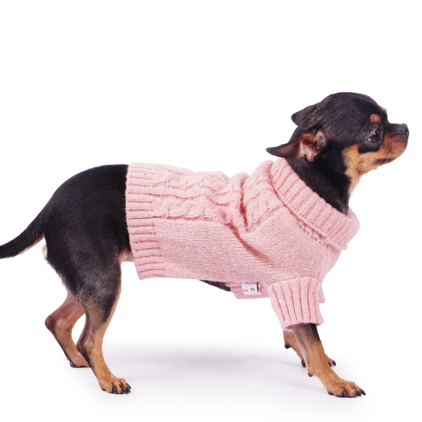 Frienperro Puppy Sweater Sequins Cable Knit Pullover